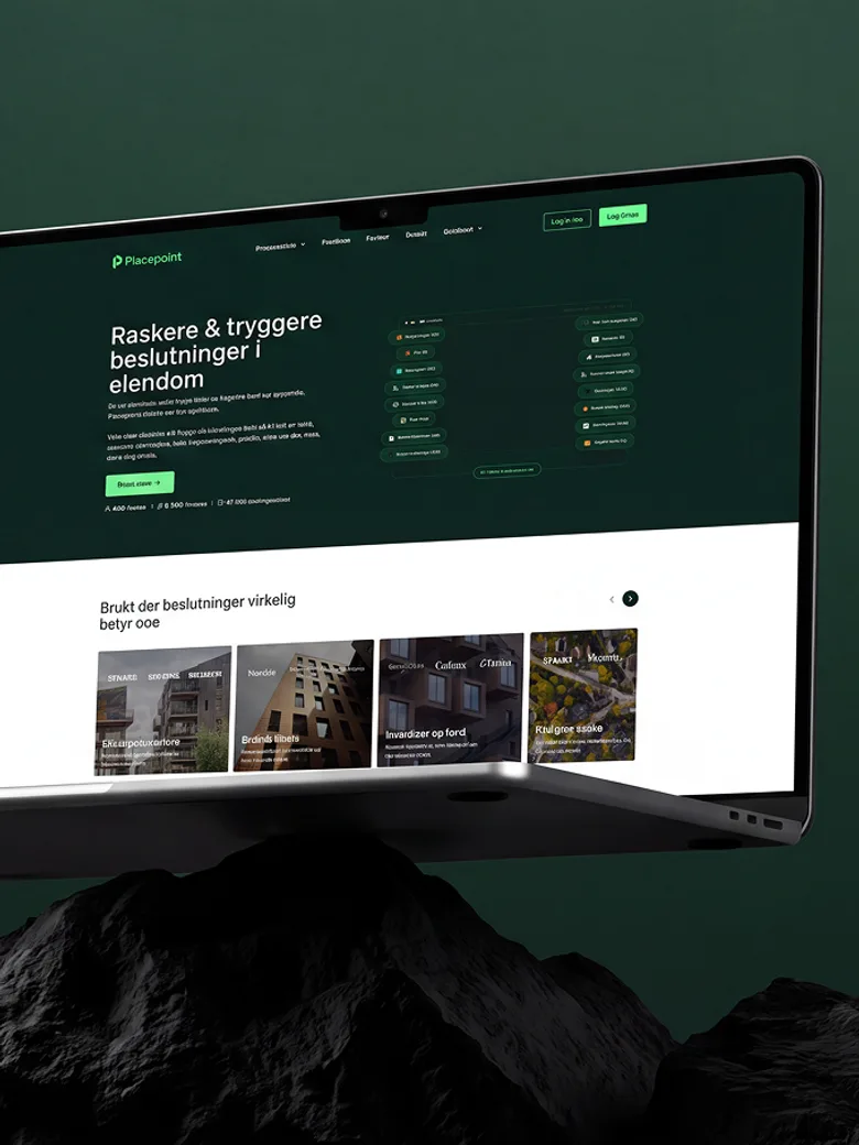Placepoint sin nettside på en laptop